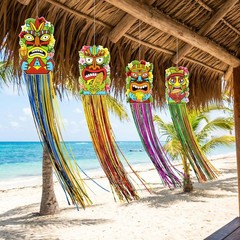 10Pcs Hawaiian Luau Party Decoration – Tropical Tiki Hanging Decor with Aloha…