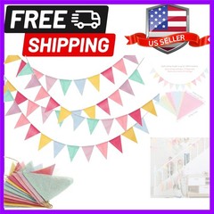 Pennant Banner Flags Pastel, 48Pcs Colorful Triangle Bunting Flags for Party,…