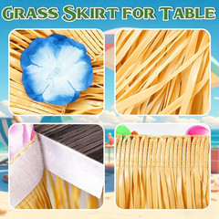 Luau Party Decorations, Grass Table Skirt for Tropical Hawaiian Party Decoration