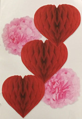 NEW CELEBRATE IT VALENTINES DAY PARTY DECOR KIT 5 PIECE HEARTS POUFS FREE SHIP