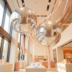 Silver Large Balloons 2 pcs 70 Inch Huge Aluminum Foil Balloons for Wedding,H