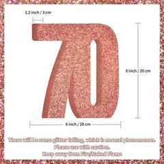 70th Decorations for ,70th Anniversary Decorations,Rose Gold Glitter 70th Par…