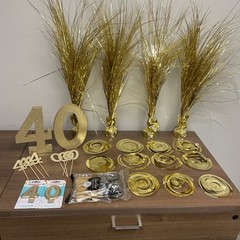 28 Pc. Set Gold Party Decorations For 40th Celebration / Birthday/ Anniversary