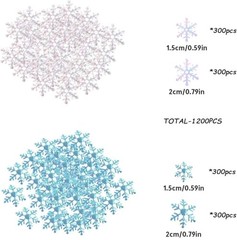 1200Pcs Snowflakes Confetti Decorations for Christmas, White and Blue,white