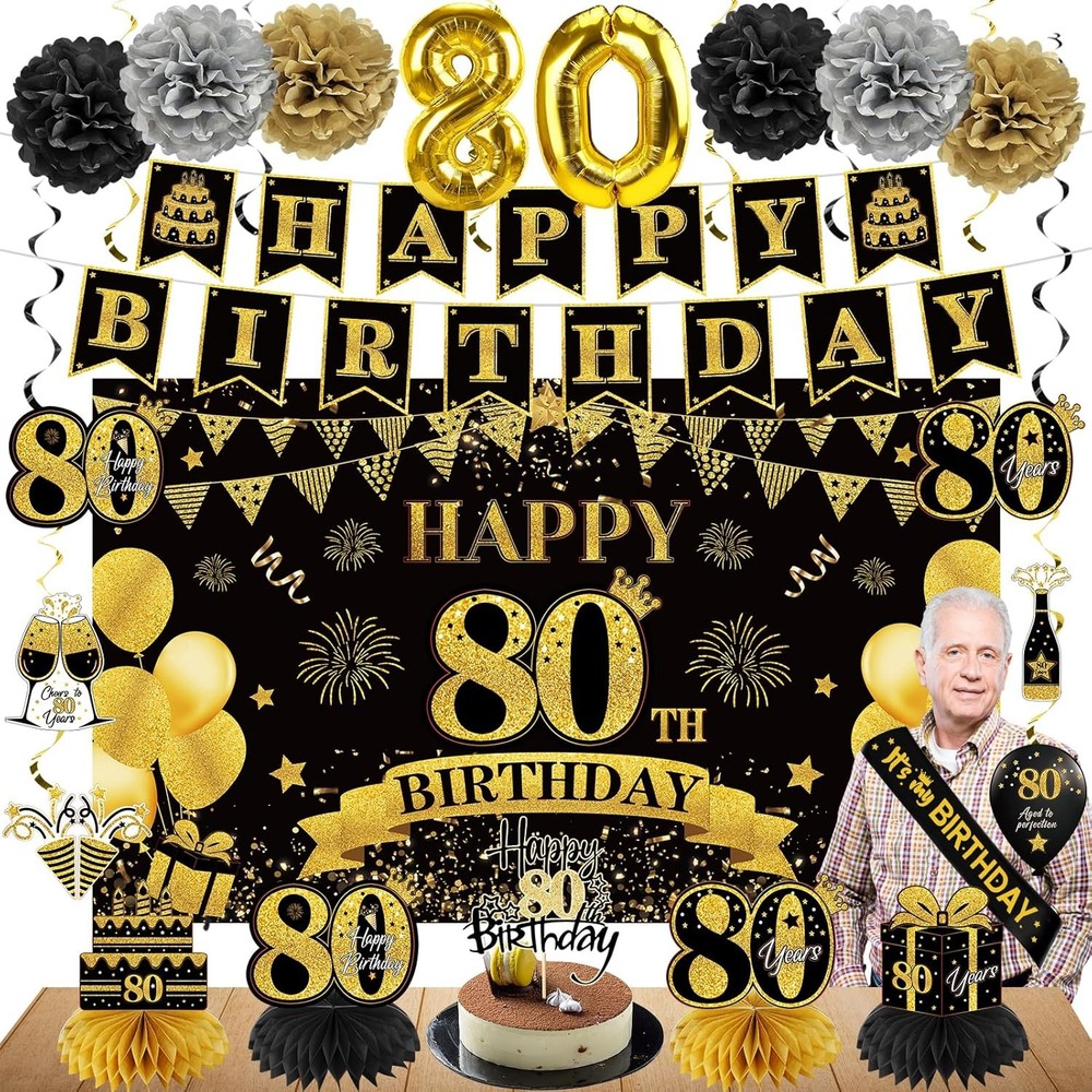 42-piece 80th birthday decoration set (suitable for men and women)