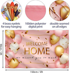Welcome Home Banner – Welcome Back Decorations 5X3 Ft – We Missed You Banner (Pi