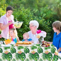 4 Pack Hawaiian Luau Tablecloths Tropical Palm Leaves Table Cloth Hawaiian Lu…