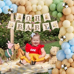 125Pcs Classic Winnie Bear Baby Shower Decorations Baby Boxes Balloons Banner Ki