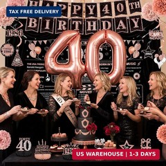 40th Birthday Decorations for Women, Rose Gold 1986 Happy 40th Birthday Decorati