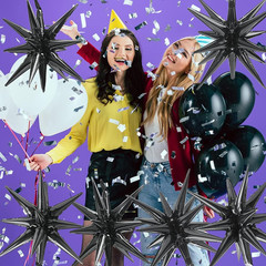 4D 14 Point One-Piece Star Cone Balloon Metallic Spike Explosion Star Balloon, 6