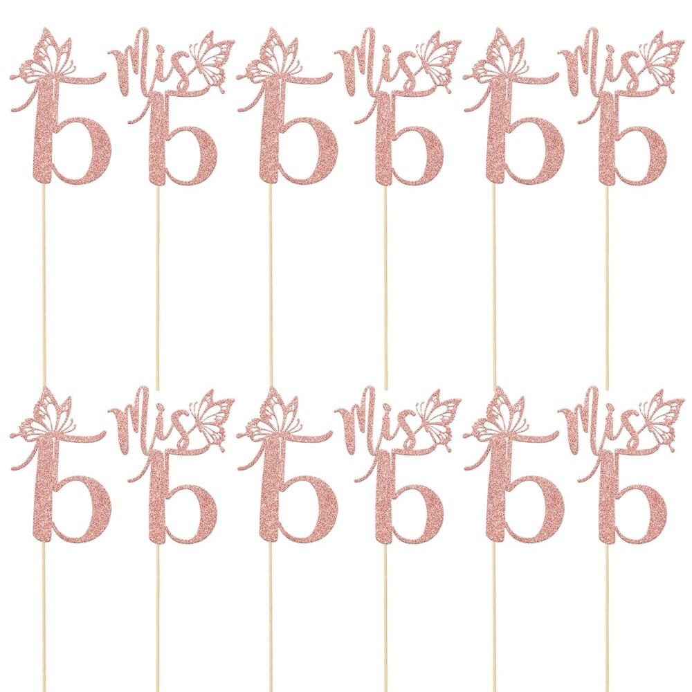 Happy 15th Birthday Decorations Centerpiece Sticks Rose Gold Party 12 PCS