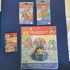 SUPER MARIO CENTERPIECE TABLE DECORATING KIT, Invitations, Thank you cards &Conf