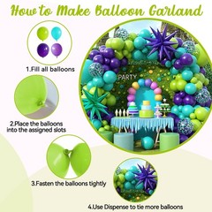 Green Purple Teal Balloon Arch Kit, Fruit Green Purple Teal Blue Confetti Bir…
