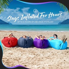 Navy & Red Inflatable Lounger 2 Pack | 210T Polyester Inflatable Couch | No-P…