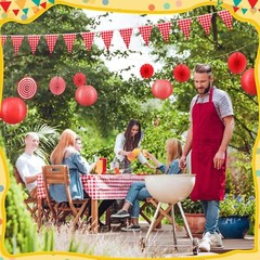 18 Pcs Picnic Party Decorations Set Include Red and White Checkered Gingham P…