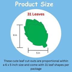 31 PCS Green Leaf Large Single Color Creative CutOuts 5.5×5.5 Inch Kids School