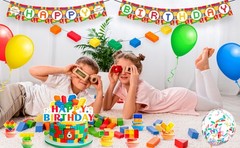 Building Blocks Party Decorations 53 Pcs Lego Birthday Supplies Balloons Banner