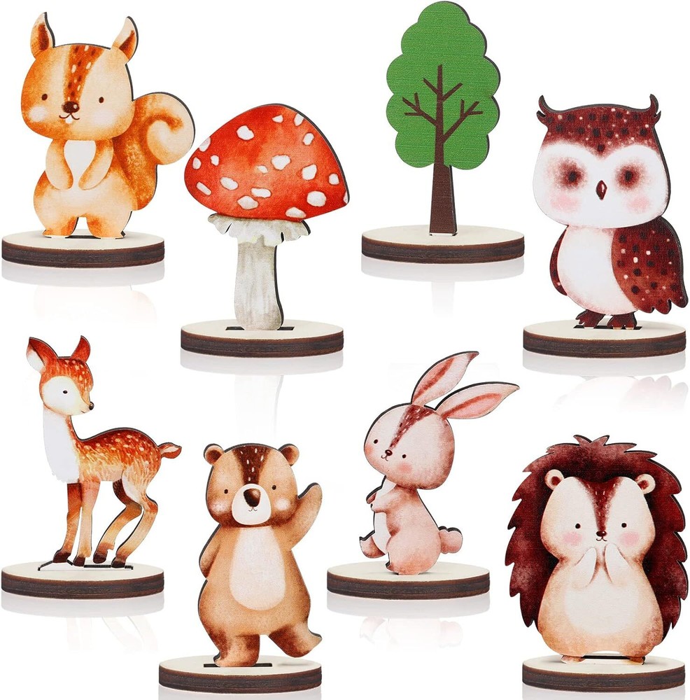 16 Pcs Woodland Animals Wood Table Centerpieces Forest Cutout Shapes…