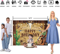 Wild West Western Cowboy Birthday Backdrop 5X3Ft Rustic Wooden House Barn Banner