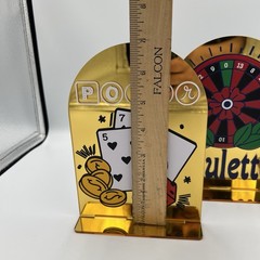 Casino Theme Party Decor Set 3 Gold Mirrored Signs Poker Roulette Slots Tabletop