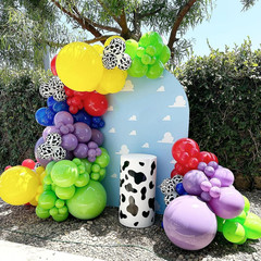 Toy Inspired Story Balloons, 50Pcs 12 Inch Cow Print Sky Blue Cloud Red Blue Yel