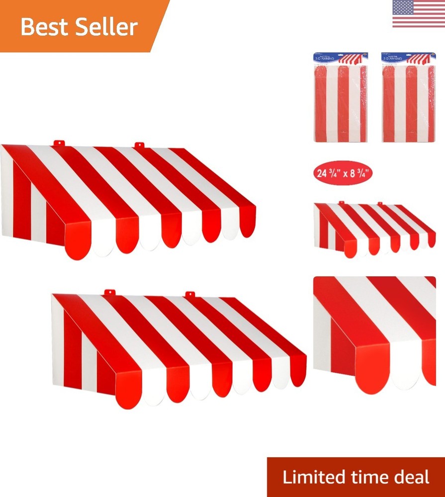 Bright 3-D Awning Wall Decorations – Retro Carnival Style 2-Pack 24.75″ x 8.75″