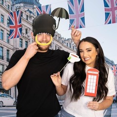41PCS British Photo Booth Props Kit London Union Jack Party Decor