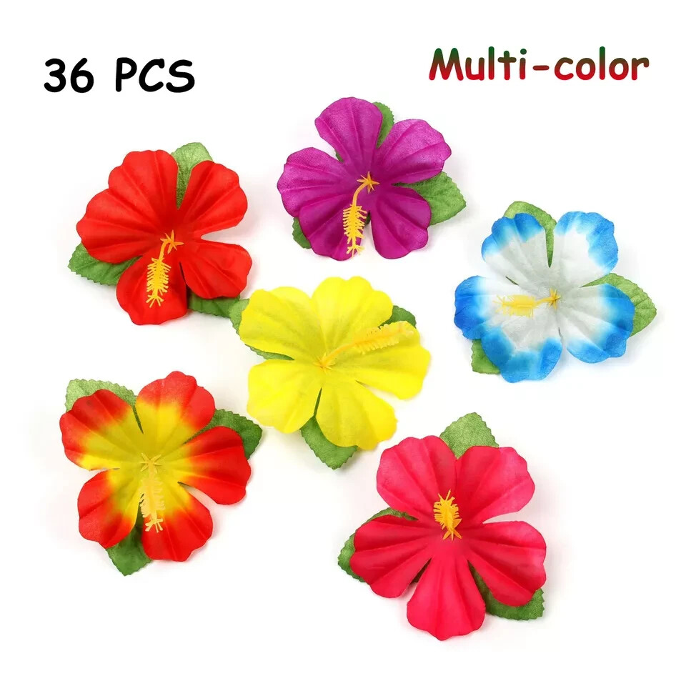 36pcs Artificial Silk Hibiscus Flowers Hawaiian Bar Party DIY Decor home decorat