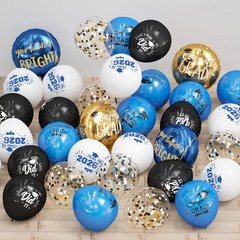 Graduation Blue and Gold Balloons 2026 – Grad Latex Confetti Balloons with Co…