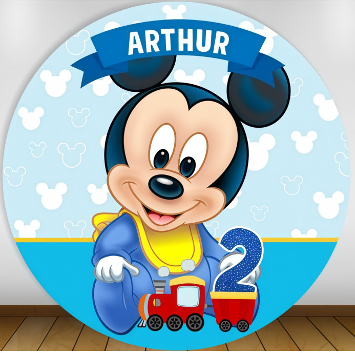 Round Mickey mouse Backdrop Cover Birthday Baby Shower background Decorations