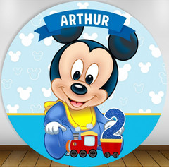 Round Mickey mouse Backdrop Cover Birthday Baby Shower background Decorations