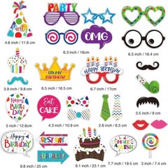 29 Pieces Birthday Photo Booth Props Kit Colorful Funny Kids Birthday Theme Tabl