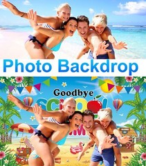 Hello Summer Decorations Goodbye School Beach Backdrop Banner Gift 72″x44″