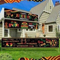 Large Juneteenth Banner Set – 3 Pcs 98×18 Inch Outdoor Yard Sign for African Ame