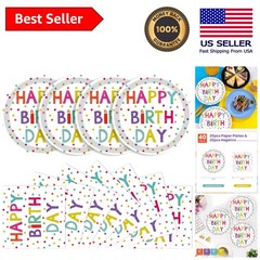 40 Pcs Polka Dot Birthday Plates & Napkins Set for 20 Guests – Elegant Dining
