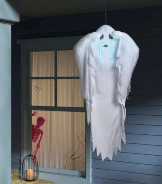 42″ Track Light and Sound Boohoo Ghost Halloween Decorative Prop White A1