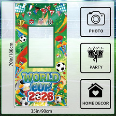 World Cup Decorations Photo Banner Backdrop 71X35 Inches Soccer Party Photo Boot