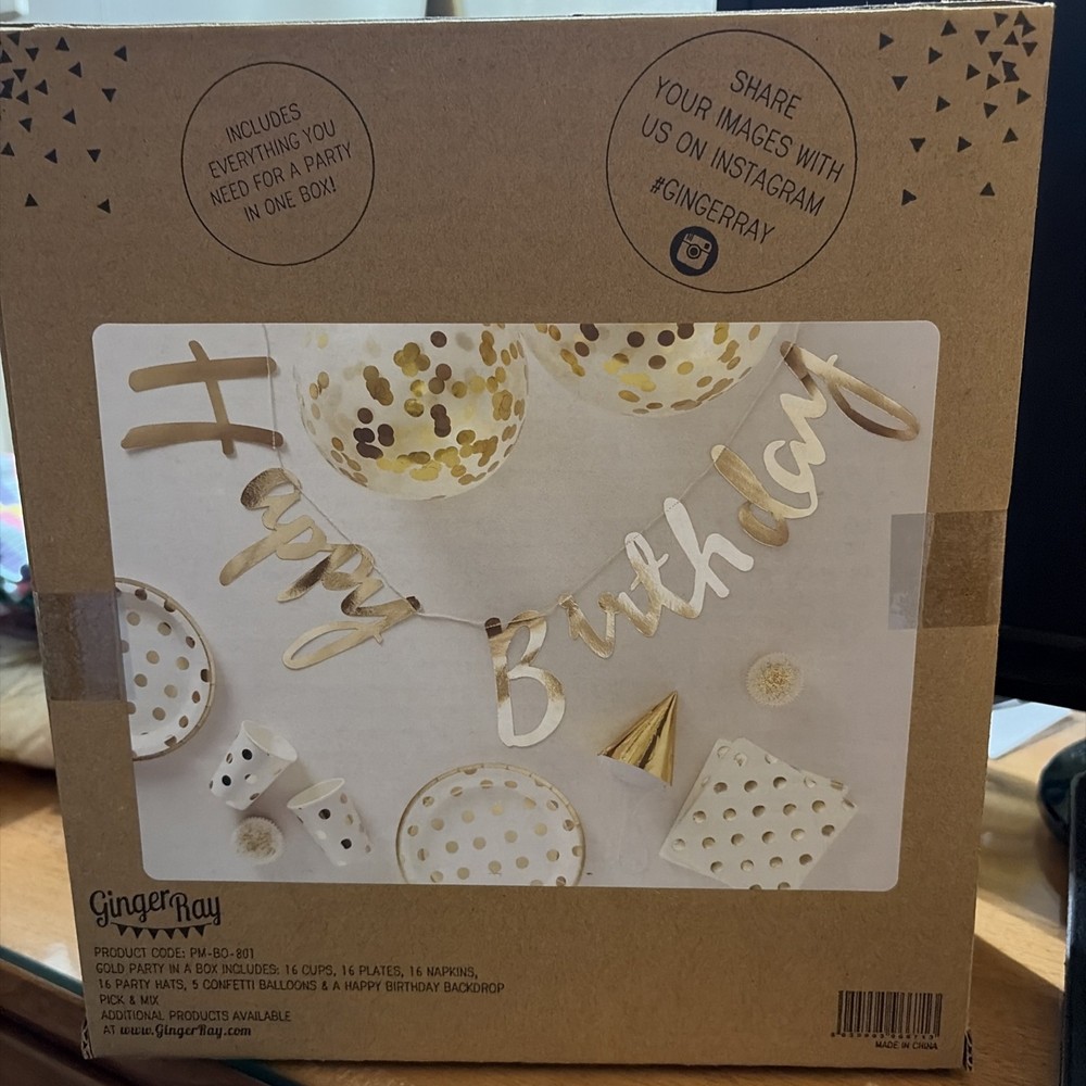 Gold Foiled Complete Party In A Box – Everything You Need by Ginger Ray