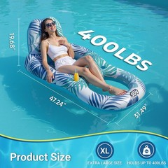 Pool Floats for Adults,Inflatable Chair Lounger Floaties with Drink Holder,Tr…