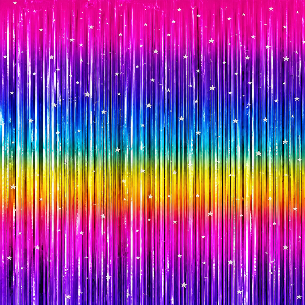 2PCS, Rainbow Foil Fringe Curtain, Backdrop Party Decoration, Birthday Wedding