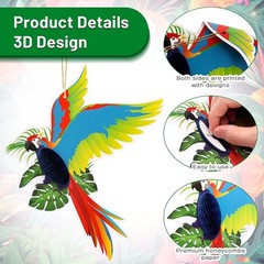 6 Pieces Tropical Birds Parrot Honeycomb Cutouts – Hawaiian Luau Tropical Party