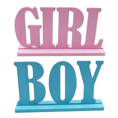 Gender Reveal Wooden Table Centerpieces 2 PCS Boy Girl Signs Blue Pink Decor