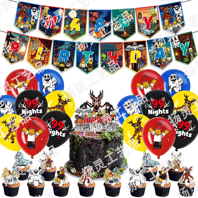 99 Nights in The Forest Birthday Party Decor Supplies Balloons Banner Kids