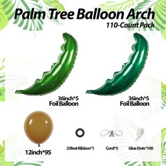 Palm Tree Balloons Set, Hawaiian Party Decorations with Green Tree Leaves Foi…