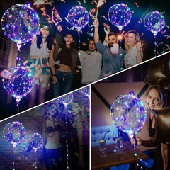 10 PCS LED Light Up BoBo Balloons 20″ Clear Bubble Balloon Birthday Party Decor