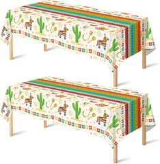 Stylish Mexican Theme Table Decorations – 2 Water-Resistant Cinco De Mayo Cloths