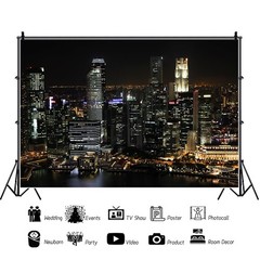 10x8ft City Backdrop Modern City Night View Skyscraper Urban Skyline Photogra…