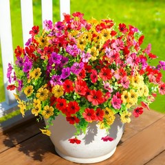 20 Pcs Artificial Flowers for Outdoors Fake 20 Pcs, Pink Red Purple Yellow