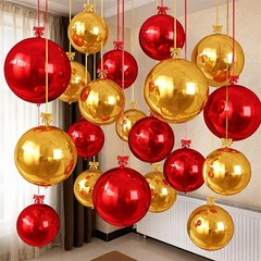 Red Gold Round Foil Balloons, 16PCS Different Sizes 4D Metallic Balloon Large…