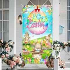 Happy Easter Door Cover Spring Easter Bunny Door Cover Egg Easter Door Banner Pa